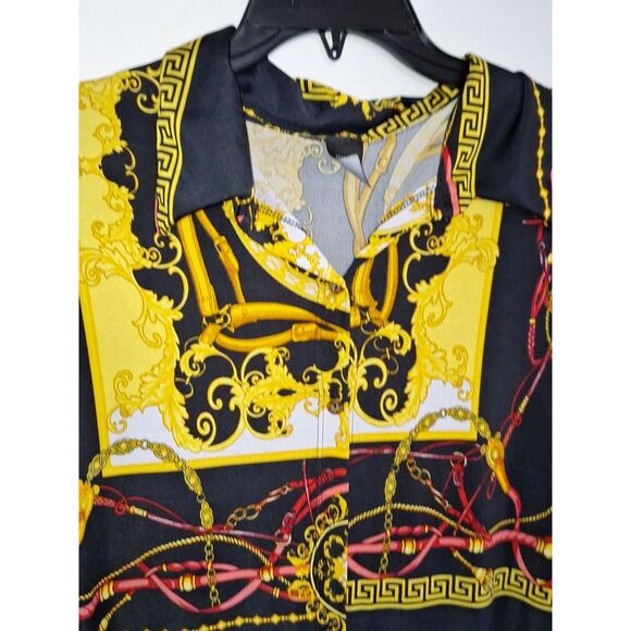 Gibiu Women's Dress Button Front Equestrian Bit & Bridle Colorful Officecore XXL - Picture 7 of 7